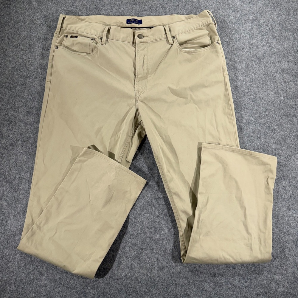 Polo Ralph Lauren Mens 38x32 Khaki Tan Stretch Chino Straight Leg Pants Trousers